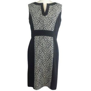 TAHARI-LEVINE STUDIO Black & White Below Knee Dress Women's 10